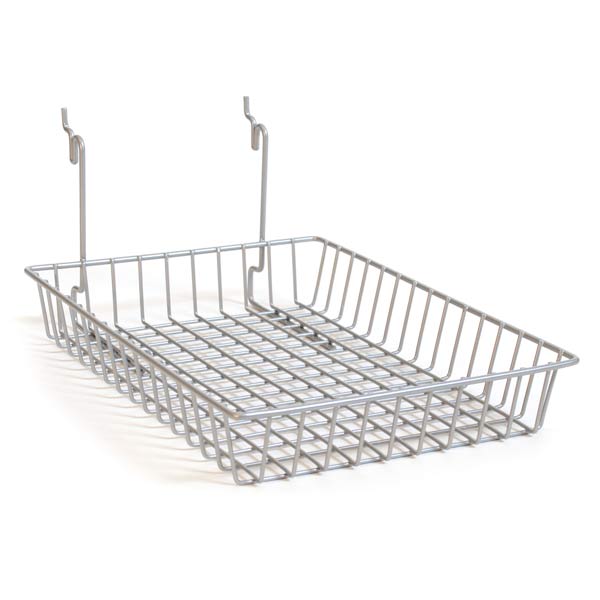 Count of 8 New Retails Black Slatwall Wire Basket 10w x 14d x 2h Count of 8 New Retails Black Slatwall Wire Basket 10w x 14d x 2h